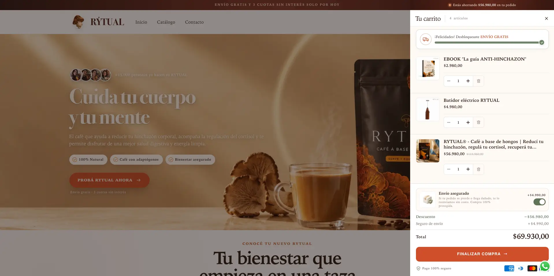 Rytual Cafe Shopify cart redesign concept