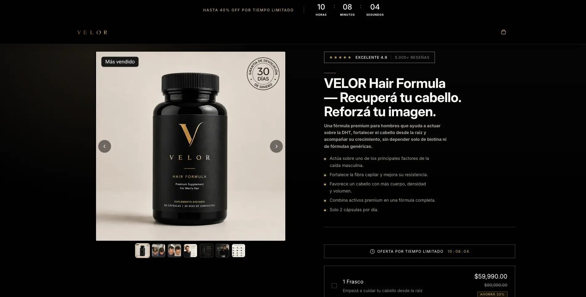 Velor Shopify storefront interface concept